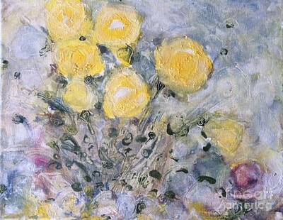 Roses Paintings - Yellow Roses by Aase Birkhaug ICA