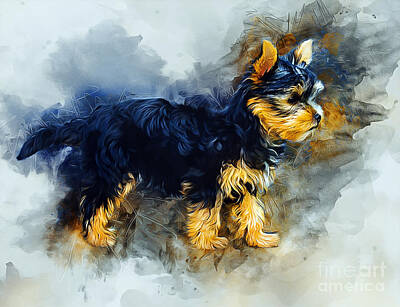Portraits Mixed Media - Yorkshire Terrier by Ian Mitchell