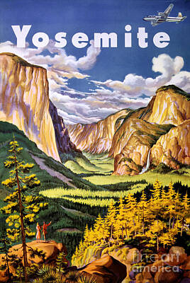 Recently Sold - Mountain Paintings - Yosemite National Park Vintage Poster by Vintage Treasure