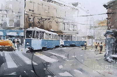 Modern Abstraction Pandagunda - Zagreb,Tram #12 by Tony Belobrajdic