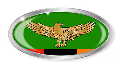 Green Grass - Zambia Flag Oval Button by Bigalbaloo Stock