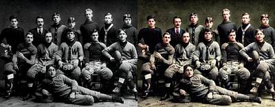 Football Royalty-Free and Rights-Managed Images - 1907 Wayland High School Football Team colorized by Ahmet Asar by Celestial Images