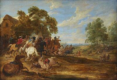 Athletes Paintings - ADAM FRANS VAN DER MEULEN Brussels 1632-1690 Paris Rider Event by Celestial Images