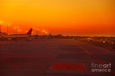 Zen Garden - Airport Runway At Sunset by Benny Marty