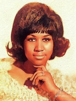 Rock And Roll Paintings - Aretha Franklin, Music Legend by Esoterica Art Agency