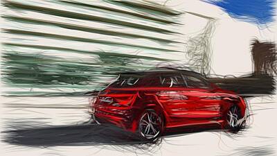 Sports Digital Art - Audi A1 Sportback Draw by CarsToon Concept