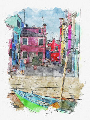 Transportation Digital Art - Boat #watercolor #sketch #boat #venice by TintoDesigns