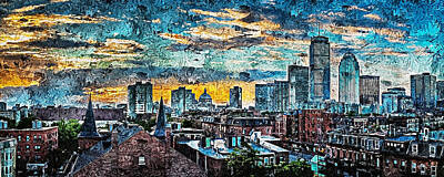 Cities Paintings - Boston, Panorama - 20 by AM FineArtPrints