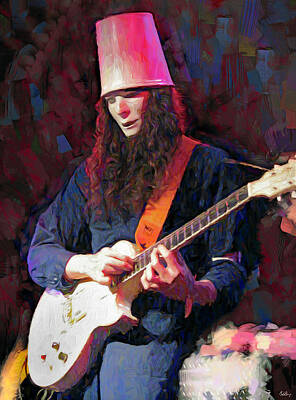 Musician Mixed Media Rights Managed Images - Buckethead Royalty-Free Image by Mal Bray
