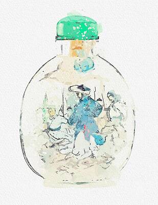 Space Photographs Of The Universe - Chinoiserie Snuff Bottles 18 watercolor by Ahmet Asar by Celestial Images