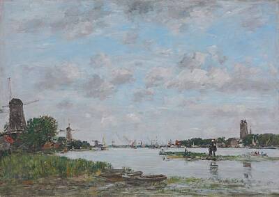Moody Trees - Dordrecht, the Meuse, 1884 by Eugene Boudin