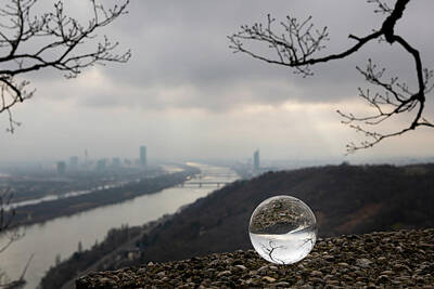 Minimalist Movie Posters 2 - Dramatic sky over Vienna in winter, glass sphere as seen from Leopoldsberg by Stefan Rotter