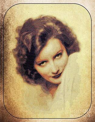 Actors Digital Art - Greta Garbo, Vintage Movie Star by Esoterica Art Agency
