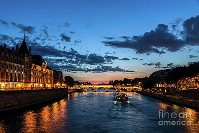 Paris Skyline Photos - Illuminated Conciergerie at night, Paris, France. by Ulysse Pixel