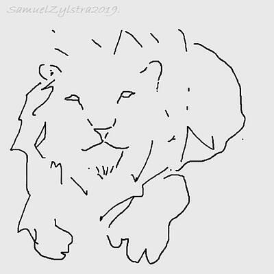 Animals Drawings - Lion Sketch by Samuel Zylstra