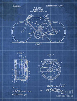Pasta Al Dente - Motor Cycle Patent Year 1906 Old Artwork Motorcycle art by Drawspots Illustrations