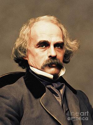 Celebrities Painting Royalty Free Images - Nathaniel Hawthorne, Literary Legend Royalty-Free Image by Esoterica Art Agency