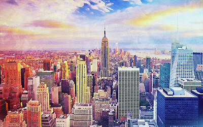 Cities Paintings - New York Panorama - 37 by AM FineArtPrints
