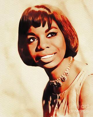 Rock And Roll Royalty-Free and Rights-Managed Images - Nina Simone, Music Legend by Esoterica Art Agency