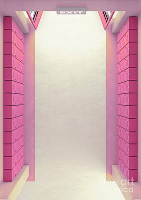 Roses Digital Art - Pink School Locker Corridor by Allan Swart