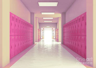 United States Map Designs - Pink School Locker Exit Way by Allan Swart