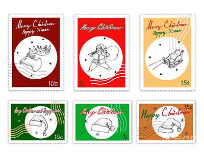 Everything Batman Royalty Free Images - Post Stamps Set of Hand Drawn Christmas Trees Royalty-Free Image by Iam Nee