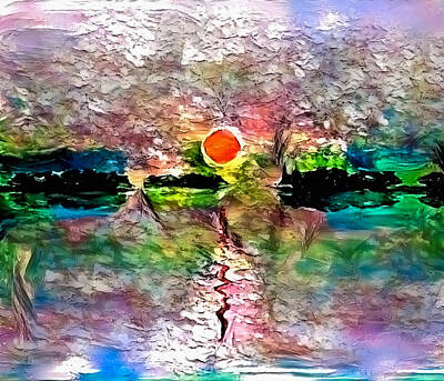 Abstract Landscape Digital Art Rights Managed Images - Red sunset Royalty-Free Image by Bruce Rolff