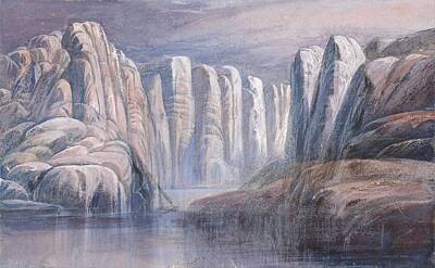 License Plate Skylines And Skyscrapers - River Pass Between Barren Rock Cliffs Edward Lear by Celestial Images