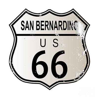 Bear Photography - San Bernardino Route 66 Highway Sign by Bigalbaloo Stock