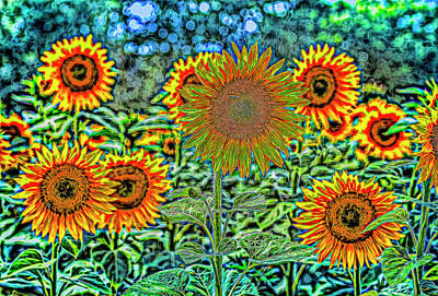 Impressionism Photo Royalty Free Images - Sunflowers Of Dreams Royalty-Free Image by David Pyatt
