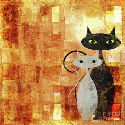 Animals Mixed Media - The Cats 1 by Jelena Jovanovic