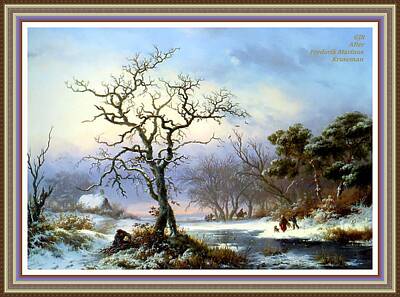 Mans Best Friend Rights Managed Images - Twig Gatherers In A Winter Landscape - After The Painting By Frederik Marinus Kruseman L A S Royalty-Free Image by Gert J Rheeders