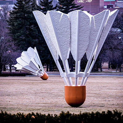 Landmarks Royalty Free Images - Two Shuttlecocks - Kansas City Landmark Sculptures Royalty-Free Image by Gregory Ballos