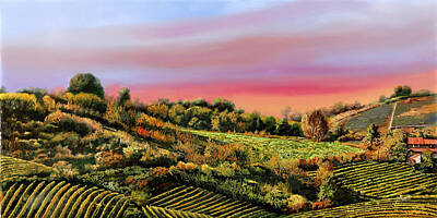 Wine Painting Rights Managed Images - Vigne Allalba Royalty-Free Image by Guido Borelli