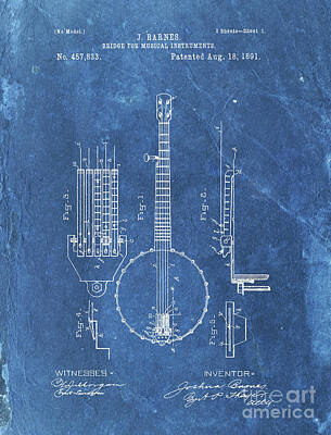 Target Project 62 Abstract - BRIDGE FOR MUSICAL INSTRUMENTS Patent Year 1891 by Drawspots Illustrations