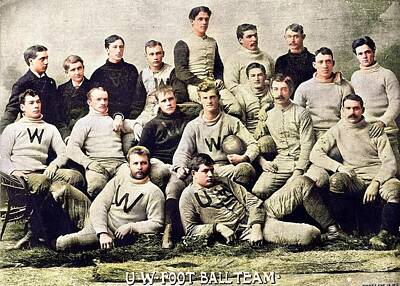 Sports Paintings - 1892 football team by Binner Engraving Co.  Milwaukee  by Celestial Images