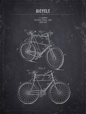 Transportation Digital Art - 1898 Bicycle - Dark Charcoal Grunge by Aged Pixel
