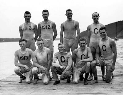 Sports Paintings - 1911 Cornell Varsity Crew Team by Celestial Images