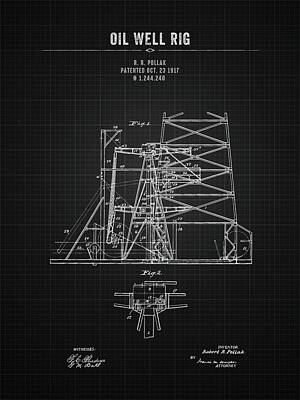 Luck Of The Irish - 1917 Oil Well Rig - Black Blueprint by Aged Pixel