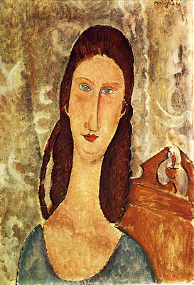 Watercolor Dragonflies Rights Managed Images - 1919 Portrait de Jeanne Hebuterne. 55x38 cm. France, Collection Particuliere Royalty-Free Image by Modigliani Amedeo