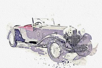 Mt Rushmore Royalty Free Images - 1930 Rolls-Royce Phantom II 2 watercolor by Ahmet Asar Royalty-Free Image by Celestial Images