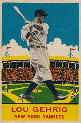 Recently Sold - Baseball Paintings - 1933 Delong Lou Gehrig by Celestial Images