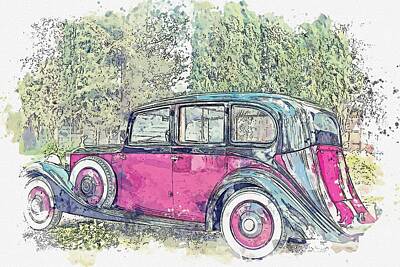 Target Threshold Photography - 1938 Rolls-Royce 25 30 H.P.  6 watercolor by Ahmet Asar by Celestial Images