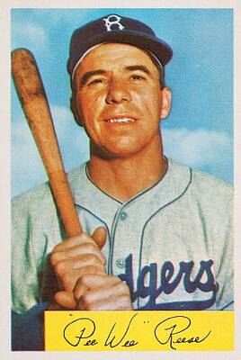 Athletes Paintings - 1954 Bowman Pee Wee Reese by Celestial Images