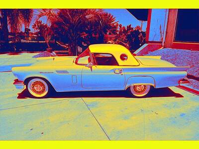 Spiral Staircases - 1957 Ford Thunderbird 2 gradient neon coloring by Ahmet Asar, Asar Studios by Celestial Images