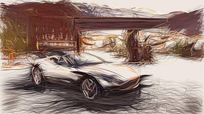 Kids Alphabet - Aston Martin DB11 Volante Drawing by CarsToon Concept