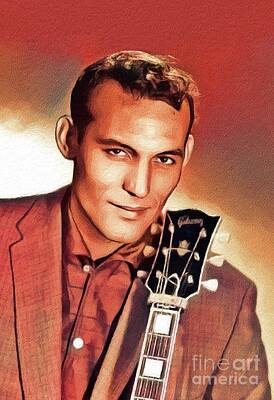 Rock And Roll Paintings - Carl Perkins, Music Legend by Esoterica Art Agency