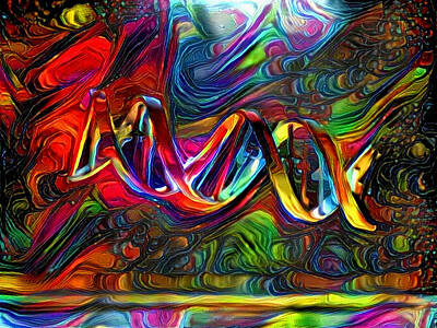 Abstract Digital Art - DNA Strand Artwork by Bruce Rolff