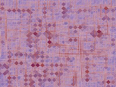 Drawings Rights Managed Images - Geometric Square Pixel Pattern Abstract In Pink And Purple Royalty-Free Image by Tim LA