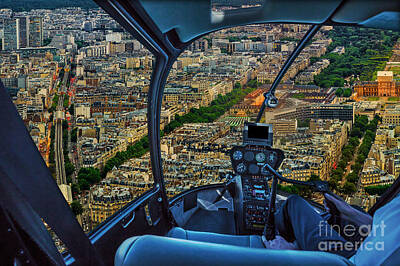 Paris Skyline Photos - Helicopter on Paris by Benny Marty